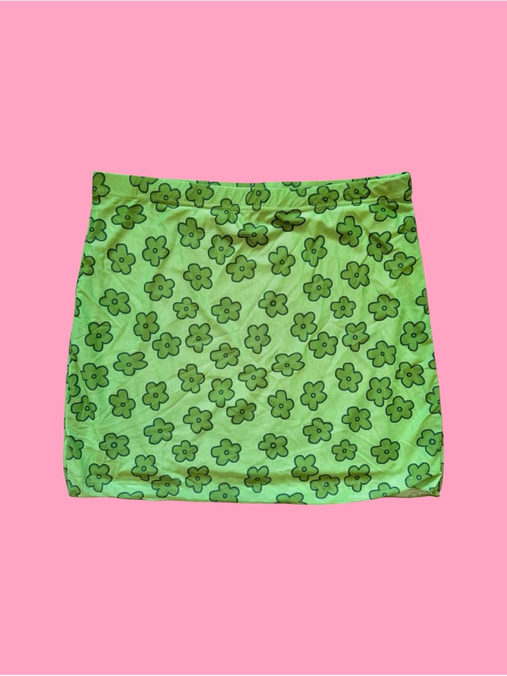 Green Floral Print Mini Skirt